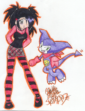 Sydney and Impmon in color!