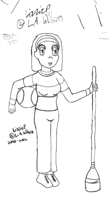 LizzieP in *partial* Quidditch uniform.