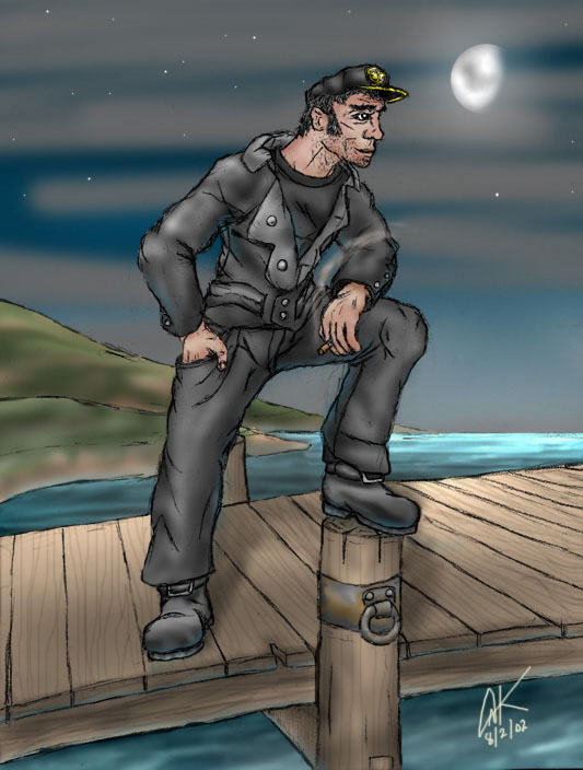 Man in Black on Pier