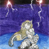 Tiger Neko in a Lightening Storm