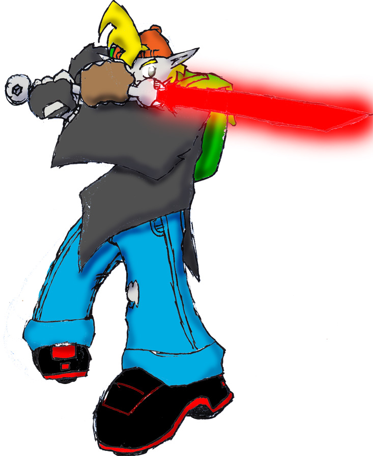 Tech with his light-saber-ish wrench.