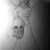 Winged Girl Holding A Skull