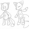 Fox and Cat Plushies