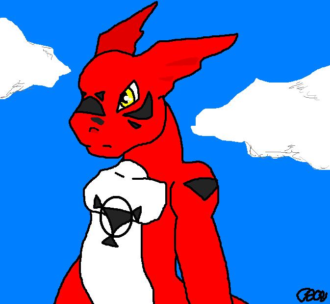 Guilmon stand and look.