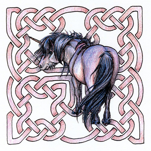 Unicorn on Celtic Knotwork