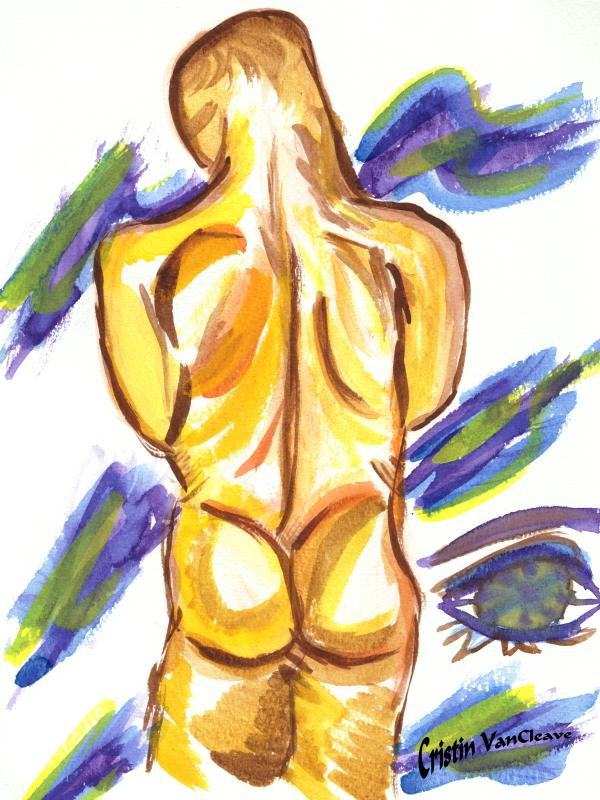 male back in water color